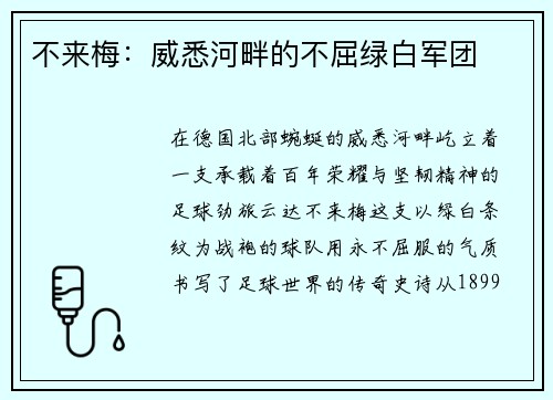 不来梅：威悉河畔的不屈绿白军团